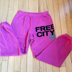 FREECITY PINK sweatpants Lightweight French Terry Size Small EUC